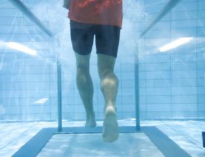 Underwater treadmill in action