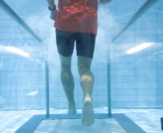 Underwater treadmill in action